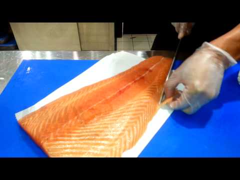 Como cortar salmon para sushi